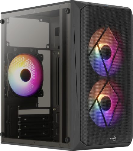 Aerocool CS-107 Mesh FRGB mATX fekete Acryl üveg számítógépház