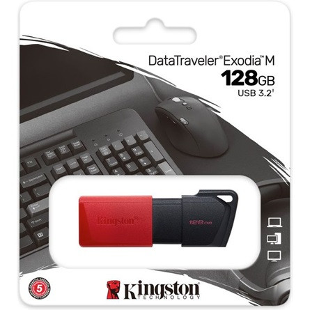 128GB Kingston DataTraveler Exodia M USB 3.2 Gen 1 pendrive fekete-piros (DTXM/128GB)