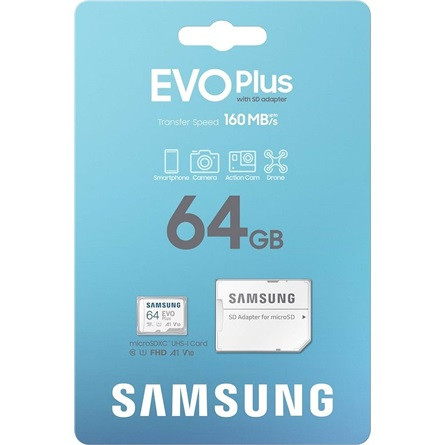 64GB Samsung EVO Plus UHS-1 micro SDXC memóriakártya (MB-MC64SA/EU)