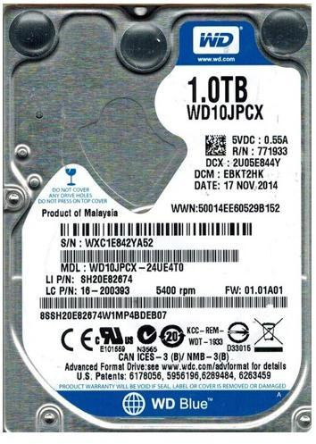 1TB Western Digital 8MB 5400rpm SATA3 notebook merevlemez (használt)